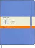 Moleskine - Klassisches Notizbuch, Liniertes Notizbuch, Weicher Einband und Elastischer Verschluss, Größe XL 19 x 25 cm, Farbe Hortensienblau, 192 Seiten