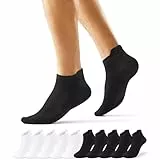 EKSHER Sportsocken Herren 43-46 Schwarz 10 Paar Baumwolle Sneaker Socken Herren 43-46 Kurze Damen Weiß Schwarz Halbsocken Kurz Anti Schweiß Atmungsaktive Sommer Halbe Low Running Socks