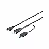 goobay USB 3.0 Y-Kabel 0.3m, Dual Power SuperSpeed Kabel, 2x USB-A auf Micro-B, für externe 2.5 Zoll Festplatten, 5 Gbit/s - 95746