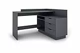 byLIVING Winkelschreibtisch Belfast/Eckschreibtisch Anthrazit/Arbeitsplatte rechts o. Links montierbar / 3 Schubkästen/Schreibtisch / 129 x 83,5 x 105 cm (BxHxT)