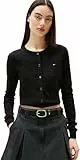 Tommy Jeans Damen Strickjacke Cardigan Essential Crew Neck mit Knopfleiste, Schwarz (Black), M