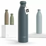 LARS NYSØM Edelstahl Trinkflasche 350ml, 500ml, 750ml, 1L, 1 5 liter | Thermosflasche Kohlensäure geeignet | Auslaufsichere Wasserflasche für Sport, Outdoor, Schule (Stone Blue, 750ml)