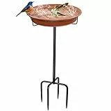Giyiprpi Freistehende Vogeltränke für den Außenbereich, Vogelfutterschale mit Metallpfahl, abnehmbare Dekoration, Spa-Vogelfutterstation für Garten, Terrasse, Hof, Rasen, 4
