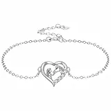Yinsen Mädchen und Pferd Armband 925 Sterling Silber mit Herz Anhänger Mit Geschenkbox-Geschenke für Pferdeliebhaber