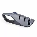 Manuelle Messerschärfer mit 3 Stufen 5 in 1，Profi Messerschleifer 5 Winkelverstellung Wolframstahl für Grob und Spezialkeramik für Feinschliff Knife Sharpener Schärfen Aller Messer/Scheren