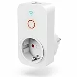 Hama WiFi Steckdose mit 2x USB A für Geräte bis 2300 W, Smart Home WLAN für Sprachsteuerung mit Alexa, Google, Siri, USB 2,1 A für Smartphone, Tablet, Appsteuerung, 10 A, Weiß