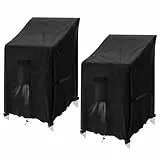 GARPROVM Schutzhülle für Gartenstühle 2 STK, Abdeckung für Stapelstühle Winterfest 91 x 71 x 120cm, Gartenstuhl Abdeckung wetterfest Stuhlabdeckung Wasserdicht Abdeckplane für Balkonstühle Sessel