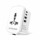 Amoner Reiseadapter Weltweit Universal Reisestecker, Internationaler Steckdosenadapter mit 2 USB C Universal AC Steckdose Travel Adapter für USA UK EU England Thailand Italien Deutschland