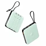 VRURC Powerbank 20000mAh Power Bank mit Kabel Klein USB C 22.5W QC3.0 Schnelles Aufladen Tragbares Ladegerät Externe Handyakkus Klein Aber Stark mit LED-Anzeige für iPhone Huawei Smartphones (Grün)