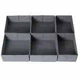 LAJIAKE 6er Set Schubladen Organizer passend für PAX Kleiderschrank 75×58 cm Faltbar Schubladeneinsatz für Kleidung & Kinderkleidung, modulares Design, stabil, Grau
