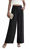 Yommay Damen Hose Elegante Lässig Baggy Sommerhose Leicht Bequem Business Hosen Anzughose mit Taschen,Schwarz,XL
