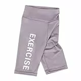 linboo Mädchen Leggings Kurze Hose Capri-Hose Radlerhose Sommer Sport Shorts Weich Elastisch Radler Kurz 1/2 Hosen Briefdruck, Violett, 134-140(Herstellergröße: 140)