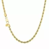 KRKC Herren Halskette, Kordelkette 18K Gold Vergoldet Edelstahl 6mm Rope Chain, Nickelfrei Kette für Männer Herren Länge 55,9cm