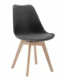 WOLTU Esszimmerstuhl mit Massivholz Beinen, Skandinavische Küchenstühle, Retro Design, Sitzfläche aus Kunstleder, bis 150 kg belastbar, Grau
