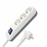 REV Ice Steckdosenleiste, 3-Fach Steckdose, Mehrfachsteckdose 3fach, 1,4m, max. 3680W, weiß