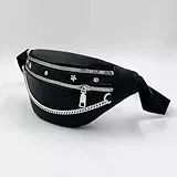 AAIXXIZAO Hüfttaschen Hip Hop Gürteltasche Für Frauen Rivet Pack Pu Leder Gürteltasche Kette Schulter Crossbody Brusttaschen Weibliche Handtasche Und Geldbörse Schwarzgürteltasche