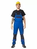 DINOZAVR Fortum Arbeitshosen Männer Latzhose Herren Arbeitshose - Arbeitslatzhose Herren mit Elastischem Bund, Cordura-Verstärkungen, Vordertaschen, Brusttaschen, Cargotasche Königsblau 64