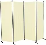 ANGERER Paravent 4-TLG., Sicht- & Sonnenschutz, Raumtrenner, Innen & Outdoor Büro Balkon/Terrasse, Schlafzimmer, Garten, Made in Germany, abwischbare Bezüge, PE beige