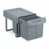 Relaxdays Einbaumülleimer 3-fach, ausziehbar, Küchenmülleimer für Unterschrank, 15 l & 2x 8 l, 34,6 x 34 x 51,8 cm, grau