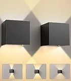 CLV LED Wandleuchten Innen/Außen 12W, 1000LM Aluminium Wandlampe Innen Einstellbarer Lichtstrahl LED Außenwandleuchte 3000K Warmweiß Aussenlampe Wand IP65 Wasserdicht für Park Wohnzimmer Balkon Flur