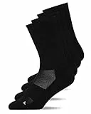 Snocks Hohe Kompressions Laufsocken 4 Paar - Funktionssocken Herren Damen - Atmungsaktive Tennissocken - Sportsocken ohne Verrutschen - Gemütlich und weich - Gr. 43-46 - Farbe Schwarz