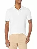 Amazon Essentials Herren Piqué-Poloshirt aus Baumwolle, Schmale Passform, Weiß, M