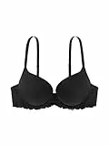 Dorina Damen Claire Super Push-Up Demi-BH – Bügel-BH mit Geformten Cups, Weichem Mikrogewebe und Sinnlichen Spitzendetails, Schwarz