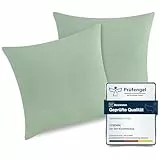 ATsense 2er Set Kissenbezug 40x40 cm - 100% Gewaschene Baumwolle, Mint Grün Kopfkissenbezug mit Reißverschluss, Oeko-TEX Zertifiziert Weich, Nicht Lleicht Verformbar
