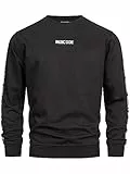 Indicode Herren INKorbin Sweatshirt mit RIPP-Bündchen und Rundhals-Ausschnitt | Sweater aus Baumwoll-Mix Black, L