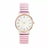 Avaner Armbanduhr Damen Rosa Stretch: Elastische Kleine Damenuhr Große Zahlen Hartes Edelstahlarmband Wasserfeste Frauenuhr Analog Quarzuhr Geschenk für Frauen Mädchen