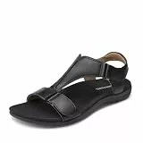 DREAM PAIRS Damen-Sandalen mit Fußgewölbeunterstützung, T-Riemen, orthopädische Flache Sandalen, Bequeme Sommerschuhe,Size 40,Alles Schwarz,SDFS26014W