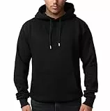 Smith & Solo Herren Kapuzenpullover – Sweatshirt Pullover Rundhals – Langarm – Slim – Fit – Training – Hoodie – Pulli – Hochwertige Baumwollmischung Männer, Schwarz-kapuze, M
