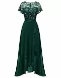 Berylove Abendkleider Glitzer Kleid Herbst Damen Glitzer Kleid Damen Kleid Hochzeitsgast Damen Festival Outfit Damen Vokuhila Kleid RBLP7051XP DarkGreen XS