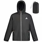 flintronic Regenjacke Herren, Herren Regenjacke Wasserdichter, Reflektierende Jacke, Leicht Wasserdicht Faltbare Regenmantel mit Kapuze, Fahrrad Rain Windbreaker, für Wandern Laufen, XL