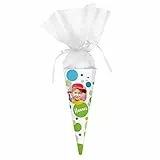 Striefchen® Schultüte mit Foto und Namen Ihres Kindes - eckig, fertig gebastelt Blau 28 cm