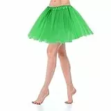 Yolev Damen Tüllrock Tutu Dirndl Kurz Grün 3 Lagen Tüll Elastisch Ballettkleidung Dance Dress Up Party