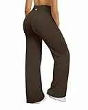 OQQ Damen Leggings Schlaghose Hohe Taille Elastische Flared Freizeit Yoga Leggings für Damen Dunkelbraun