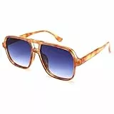 COASION Retro Sonnenbrille für Damen Herren - XL Übergroß 70er Jahre Sonnenbrille UV400 Schutz Trendy Double Brücke Rahmen Brille