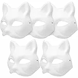 STOBOK 5 Stk Katze Gesichtsmaske Leere Tiermaske Pappmaché-maske Katzenmaske Weiß Leere Kostümmasken Halloween-maske Maskerade-masken Papier Erwachsener Katze Mit Halbem Gesicht Fräulein