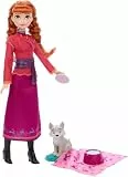 Mattel Disney Die Eiskönigin Anna-Modepuppe und Wolfsjunges-Figur mit 4 Zubehörteilen, einschließlich Tierbett und Bettdecke, inspiriert von den Tieren aus Arendelle, JFG17