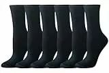 Amazon Essentials Damen Crew-Socken, Baumwolle, 6 Paar, Schwarz, 36-39.5