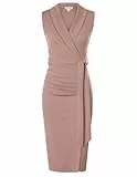 GRACE KARIN Damen Elegante Cocktail Kleider Hochzeitskleid Reverskragen Elegant Bodycon Businesskleider Weihnachtskleid 38 Rosa