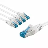 goobay 66049 CAT 6A Netzwerkkabel im 5er Set/Patchkabel geschirmt S/FTP/CU Ethernet Kabel, PiMF, LSZH/Cat 6a Kabel mit 10Gbits / Weiß / 5x 2m