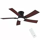 Newday Deckenventilatoren Holz mit 5 Flügel, 116cm Ventilator Lampe Decke mit Fernbedienung Leise, Lampe mit Ventilator Dimmbar, Speicher, Schlafmodus, Motor DC Reversibel für Wohnzimmer Schlafzimmer