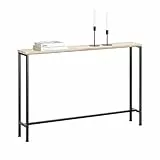 SoBuy Konsolentisch Schmal Flurtisch – Konsolentische Fürs Wohnzimmer, Vintage Metall Sideboard, Robustes Design – Ideal für Flur Möbel, Büro – Natur & Schwarz, 120x80x20cm, FSB19-XL-Z