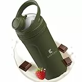 Khroom Thermo Protein Shaker 700 ml aus Edelstahl | 12 h heiß/kalt | auslaufsicherer Deckel | spülmaschinenfest | Mix-Einsatz für Eiweißshake, Smoothie, Tee (Grün)