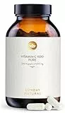 SUNDAY NATURAL® Pure Vitamin C Hochdosiert – Reines Vitamin C 1000mg pro Kapsel – Hochwertige Ascorbinsäure mit ≥ 99 % Reinheit - 240 vegane Kapseln – Laborgeprüft, ohne weitere Zusätze