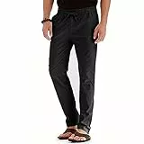 UHouse Hosen Herren Freizeit Chino Hose Business Slim Fit Freizeithose Business Baumwolle Herrenhosen Mode Golfhose Bequeme Stoffhose Lässig Anzughose Leichte Sommerhose Schwarz 3XL