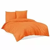Mixibaby Bettwäsche Bettgarnitur Bettbezug 100% Baumwolle 135x200 155x220 200x200 200x220, Farbe:Orange, Größe:200 x 200 cm