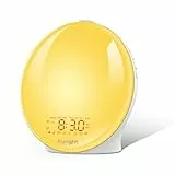 Suright Lichtwecker Tageslichtwecker, Wake Up Licht Wecker, Sonnenaufgang Sonnenuntergang Simulation Wecker Radio 15 Naturgeräusche 2 Alarmen Snooze 18 Farblicht 20 Helligkeit Nachttischlampe